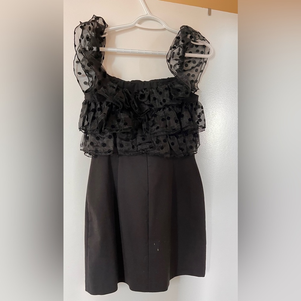 Zara black puffy mini dress